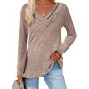 Zeagoo Women’s Casual Tunic Tops Long Sleeve Shirts for Leggings V Neck Button Fall Pullover Blouse Loose Sweatshirts(Lt)