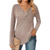 Zeagoo Women’s Casual Tunic Tops Long Sleeve Shirts for Leggings V Neck Button Fall Pullover Blouse Loose Sweatshirts(Lt)
