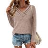 Zeagoo Women’s Casual Tunic Tops Long Sleeve Shirts for Leggings V Neck Button Fall Pullover Blouse Loose Sweatshirts(Lt)