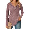 Zeagoo Women’s Casual Tunic Tops Long Sleeve Shirts for Leggings V Neck Button Fall Pullover Blouse Loose Sweatshirts(Red)