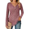 Zeagoo Women’s Casual Tunic Tops Long Sleeve Shirts for Leggings V Neck Button Fall Pullover Blouse Loose Sweatshirts(Red-02)