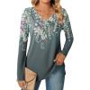 Zeagoo Women’s Casual Tunic Tops Long Sleeve Shirts for Leggings V Neck Button Fall Pullover Blouse Loose Sweatshirts(Wf71)