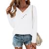 Zeagoo Women’s Casual Tunic Tops Long Sleeve Shirts for Leggings V Neck Button Fall Pullover Blouse Loose Sweatshirts(White)