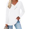 Zeagoo Women’s Casual Tunic Tops Long Sleeve Shirts for Leggings V Neck Button Fall Pullover Blouse Loose Sweatshirts(White)