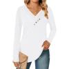 Zeagoo Women’s Casual Tunic Tops Long Sleeve Shirts for Leggings V Neck Button Fall Pullover Blouse Loose Sweatshirts(White)