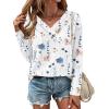 Zeagoo Women’s Casual Tunic Tops Long Sleeve Shirts for Leggings V Neck Button Fall Pullover Blouse Loose Sweatshirts(White-printed)