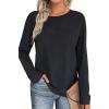 Zeagoo Women’s Color Block Tops Long Sleeve Fall Tunic Top Casual Round Neck Pullover Shirts Dressy Work Outfit 2025(Black)