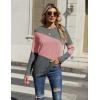 Zeagoo Women’s Color Block Tops Long Sleeve Fall Tunic Top Casual Round Neck Pullover Shirts Dressy Work Outfit 2025(Pat2)