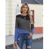 Zeagoo Women’s Color Block Tops Long Sleeve Fall Tunic Top Casual Round Neck Pullover Shirts Dressy Work Outfit 2025(Pat6)