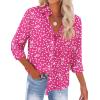 Zeagoo Womens Cotton Button Down Shirts Long Sleeve V Neck Collared Tops Work Office Blouse Shirt 2025 S-XXL(Rose Red Polka Dot)