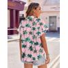 Zeagoo Women’s Hawaiian Button Down Shirts Casual Short Sleeve Floral Tropical Print Summer Blouse Tunic Top(A-zw47)