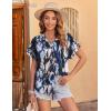 Zeagoo Women’s Hawaiian Button Down Shirts Casual Short Sleeve Floral Tropical Print Summer Blouse Tunic Top(Zr220)