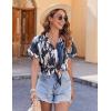 Zeagoo Women’s Hawaiian Button Down Shirts Casual Short Sleeve Floral Tropical Print Summer Blouse Tunic Top(Zr220)