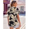 Zeagoo Women’s Hawaiian Button Down Shirts Casual Short Sleeve Floral Tropical Print Summer Blouse Tunic Top(Zw29)