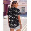 Zeagoo Women’s Hawaiian Button Down Shirts Casual Short Sleeve Floral Tropical Print Summer Blouse Tunic Top(Zw577)