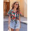 Zeagoo Women’s Hawaiian Button Down Shirts Casual Short Sleeve Floral Tropical Print Summer Blouse Tunic Top(Zw9)