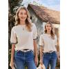 Zeagoo Womens Knit Short Sleeve Tops Summer Pullover Blouse Basic Casual Shirt(Apricot)