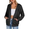 Zeagoo Women’s Lightweight Hoodies Full Zip Up Oversized Sweatshirts with Pockets Long Sleeve Thin Casual Hooded Jackets(Black)