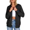 Zeagoo Women’s Lightweight Hoodies Full Zip Up Oversized Sweatshirts with Pockets Long Sleeve Thin Casual Hooded Jackets(Black)