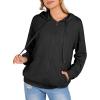 Zeagoo Women’s Lightweight Hoodies Full Zip Up Oversized Sweatshirts with Pockets Long Sleeve Thin Casual Hooded Jackets(Black)