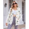 Zeagoo Women’s Lightweight Hoodies Full Zip Up Oversized Sweatshirts with Pockets Long Sleeve Thin Casual Hooded Jackets(Floral Printed)