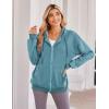Zeagoo Women’s Lightweight Hoodies Full Zip Up Oversized Sweatshirts with Pockets Long Sleeve Thin Casual Hooded Jackets(Grey Blue)
