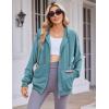 Zeagoo Women’s Lightweight Hoodies Full Zip Up Oversized Sweatshirts with Pockets Long Sleeve Thin Casual Hooded Jackets(Grey Blue)