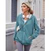 Zeagoo Women’s Lightweight Hoodies Full Zip Up Oversized Sweatshirts with Pockets Long Sleeve Thin Casual Hooded Jackets(Grey Blue)