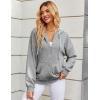 Zeagoo Women’s Lightweight Hoodies Full Zip Up Oversized Sweatshirts with Pockets Long Sleeve Thin Casual Hooded Jackets(Light Grey)