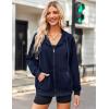 Zeagoo Women’s Lightweight Hoodies Full Zip Up Oversized Sweatshirts with Pockets Long Sleeve Thin Casual Hooded Jackets(Navy Blue)