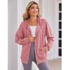 Zeagoo Women’s Lightweight Hoodies Full Zip Up Oversized Sweatshirts with Pockets Long Sleeve Thin Casual Hooded Jackets(Pink)