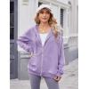 Zeagoo Women’s Lightweight Hoodies Full Zip Up Oversized Sweatshirts with Pockets Long Sleeve Thin Casual Hooded Jackets(Purple)