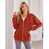 Zeagoo Women’s Lightweight Hoodies Full Zip Up Oversized Sweatshirts with Pockets Long Sleeve Thin Casual Hooded Jackets(Red)