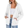 Zeagoo Women’s Lightweight Hoodies Full Zip Up Oversized Sweatshirts with Pockets Long Sleeve Thin Casual Hooded Jackets(White)