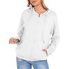 Zeagoo Women’s Lightweight Hoodies Full Zip Up Oversized Sweatshirts with Pockets Long Sleeve Thin Casual Hooded Jackets(White)