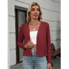 Zeagoo Women’s Lightweight Summer Cardigan Cropped Long Sleeve Shrug Thin Open Front Sheer Bolero for Dresses(Dark Red)