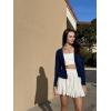 Zeagoo Women’s Lightweight Summer Cardigan Cropped Long Sleeve Shrug Thin Open Front Sheer Bolero for Dresses(Navy)