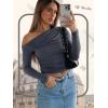 Zeagoo Womens Long Sleeve Off The Shoulder Casual Crop Tops Boat Neck Going Out Slim Fit Sexy T Shirts 2026(Dark Grey)