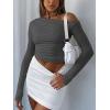 Zeagoo Womens Long Sleeve Off The Shoulder Casual Crop Tops Boat Neck Going Out Slim Fit Sexy T Shirts 2026(Dark Grey)