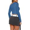 Zeagoo Womens Long Sleeve Off The Shoulder Casual Crop Tops Boat Neck Going Out Slim Fit Sexy T Shirts 2026(Navy Blue)