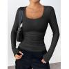 Zeagoo Women’s Long Sleeve Scoop Neck Shirts Casual Slim Fit Rib Knit Tops Summer Fall Basic Business Work Tee(Black)