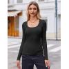 Zeagoo Women’s Long Sleeve Scoop Neck Shirts Casual Slim Fit Rib Knit Tops Summer Fall Basic Business Work Tee(Black)