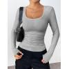 Zeagoo Women’s Long Sleeve Scoop Neck Shirts Casual Slim Fit Rib Knit Tops Summer Fall Basic Business Work Tee(Black+white+grey)