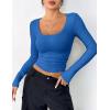 Zeagoo Women’s Long Sleeve Scoop Neck Shirts Casual Slim Fit Rib Knit Tops Summer Fall Basic Business Work Tee(Blue)