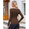 Zeagoo Women’s Long Sleeve Scoop Neck Shirts Casual Slim Fit Rib Knit Tops Summer Fall Basic Business Work Tee(Brown)