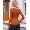Zeagoo Women’s Long Sleeve Scoop Neck Shirts Casual Slim Fit Rib Knit Tops Summer Fall Basic Business Work Tee(Caramel)