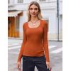 Zeagoo Women’s Long Sleeve Scoop Neck Shirts Casual Slim Fit Rib Knit Tops Summer Fall Basic Business Work Tee(Caramel)
