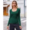 Zeagoo Women’s Long Sleeve Scoop Neck Shirts Casual Slim Fit Rib Knit Tops Summer Fall Basic Business Work Tee(Dark Green)