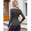 Zeagoo Women’s Long Sleeve Scoop Neck Shirts Casual Slim Fit Rib Knit Tops Summer Fall Basic Business Work Tee(Dark Grey)