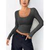 Zeagoo Women’s Long Sleeve Scoop Neck Shirts Casual Slim Fit Rib Knit Tops Summer Fall Basic Business Work Tee(Dark Grey2)